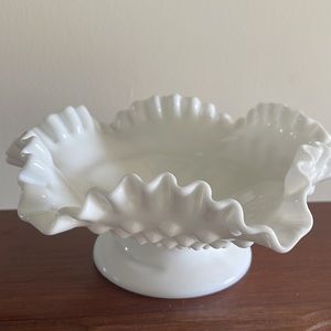 Vintage White Hobnail Milk Glass Candy Dish